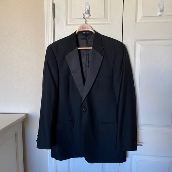 Versini Black Tuxedo Notched Collar 1-Button Single Breasted 100% Wool Men's 42L - Picture 15 of 15